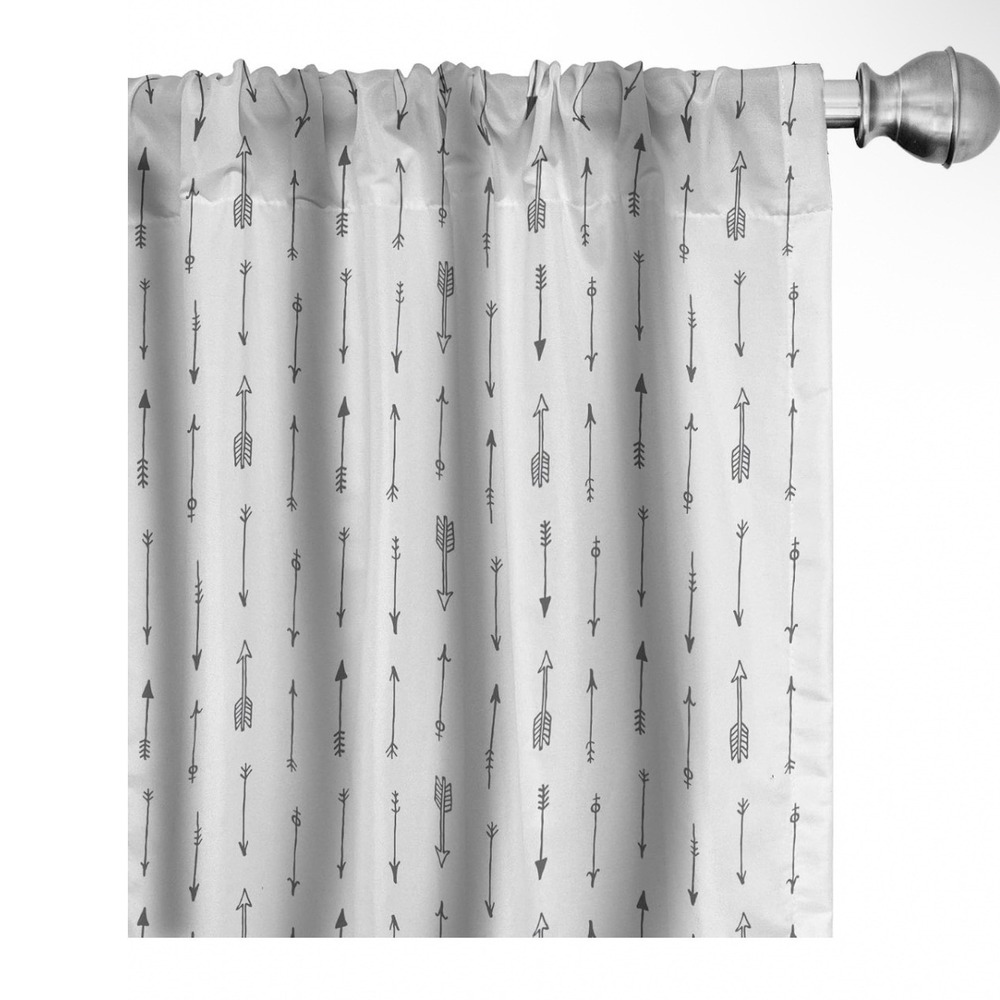 Ambesonne Lunarable Arrows Window Curtains Grey White Tribal 2 Panels 56x95